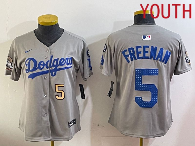 Youth Los Angeles Dodgers #5 Freeman Grey Game 2024 Nike MLB Jersey style 12051